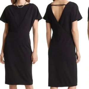 Black open back midi dress Halogen XL black dress LBD
